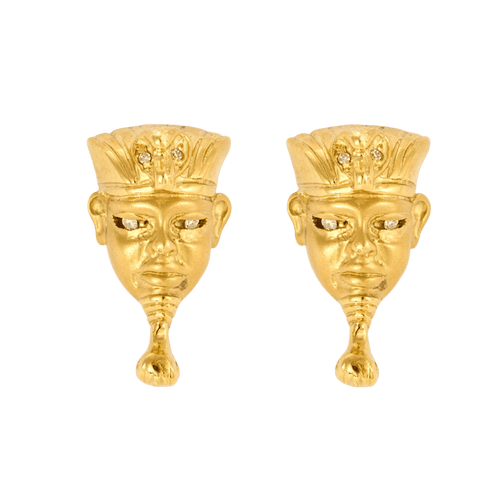 Boucles d'oreilles Boucles d'oreilles motif égyptien en or jaune 18k et diamants 58 Facettes M8868