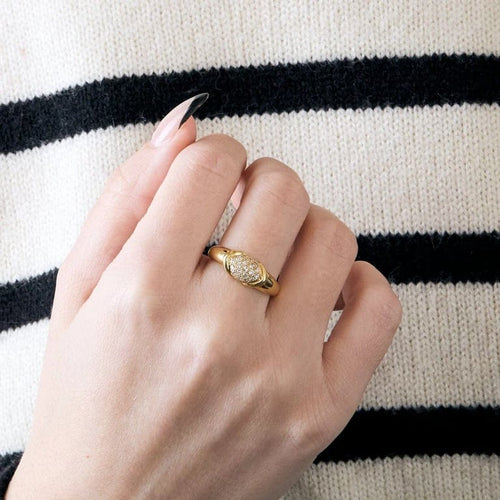Bague 56 Bague demi-jonc en or 18k sertie de diamants 58 Facettes M8876