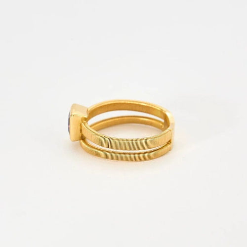 Bague 53 Bague double jonc en or jaune 18k sertie d’une améthyste 58 Facettes M9034