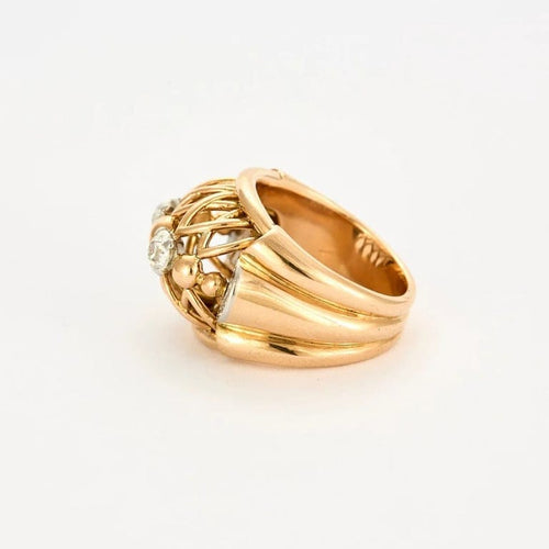 Bague 54 Bague rétro en or jaune 18k et diamants 58 Facettes M8775