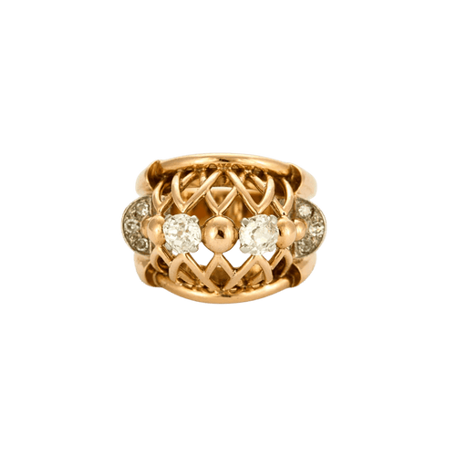 Bague 54 Bague rétro en or jaune 18k et diamants 58 Facettes M8775