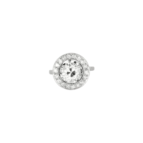 Bague 52 Bague solitaire Art déco en platine avec diamant 2,20 ct 58 Facettes M8957