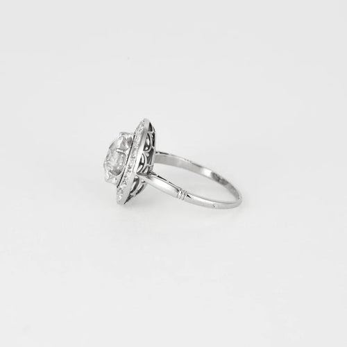 Bague 52 Bague solitaire Art déco en platine avec diamant 2,20 ct 58 Facettes M8957