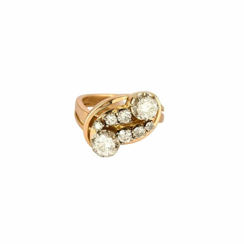 Bague 54 Bague Art déco asymétrique en or rose 18k et diamants 58 Facettes M8930