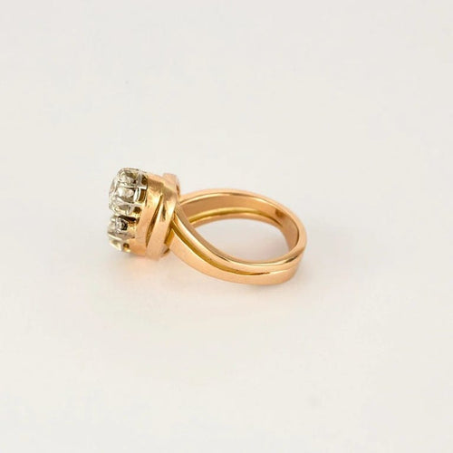 Bague 54 Bague Art déco asymétrique en or rose 18k et diamants 58 Facettes M8930