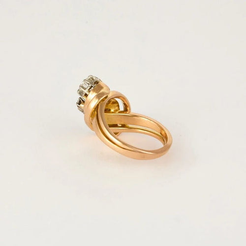 Bague 54 Bague Art déco asymétrique en or rose 18k et diamants 58 Facettes M8930