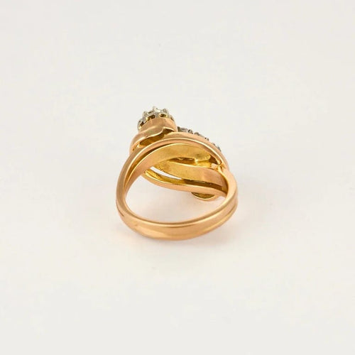 Bague 54 Bague Art déco asymétrique en or rose 18k et diamants 58 Facettes M8930
