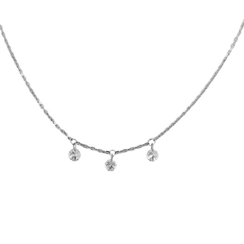 Collier La Brune et la Blonde 360° - Collier en or blanc 18k à 3 diamants 0,30 ct 58 Facettes M8927