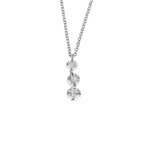 Collier La Brune et la Blonde 360° - Collier en or blanc 18k à 3 diamants 58 Facettes M8927