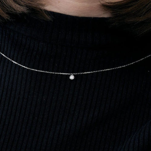 Collier La Brune et la Blonde Collection 360° - Collier en or blanc 18k diamant 0,20 ct 58 Facettes M8927