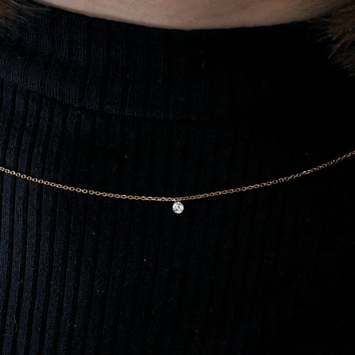 Collier La Brune et la Blonde 360° - Collier en or rose 18k avec diamant 0,10 ct 58 Facettes M8927