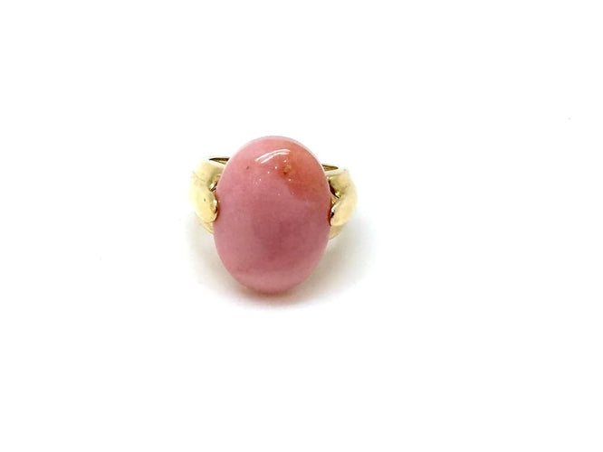 Bague 52 Bague en or jaune 18k sertie d’un corail cabochon 58 Facettes M9044