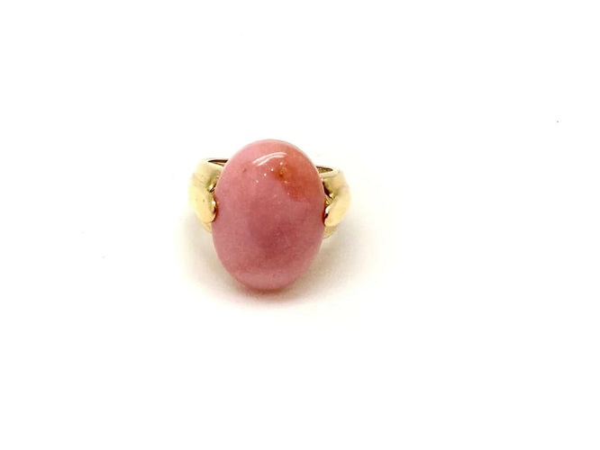 Bague 52 Bague en or jaune 18k sertie d’un corail cabochon 58 Facettes M9044