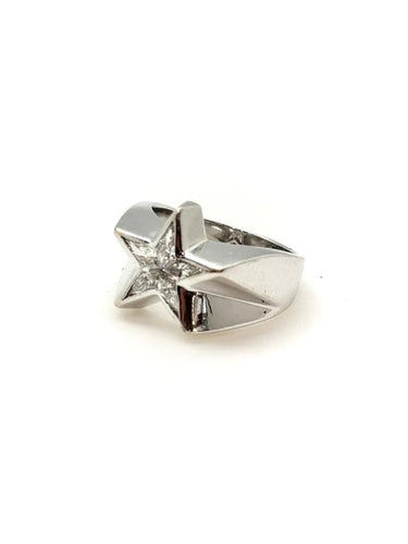 Bague 55 Bague étoile en or blanc 18k sertie de diamants 58 Facettes M9101