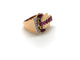 Bague 53 Bague Art déco tank asymétrique en or jaune 18k, rubis et diamants 58 Facettes M9044