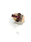 Bague 53 Bague Art déco tank asymétrique en or jaune 18k, rubis et diamants 58 Facettes M9044