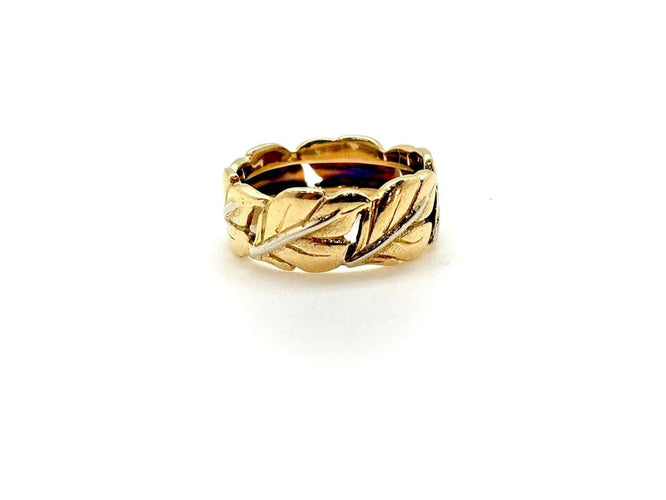 Bague 56 Buccellati - Bague motif feuilles de chêne en or jaune et or blanc 58 Facettes M9292