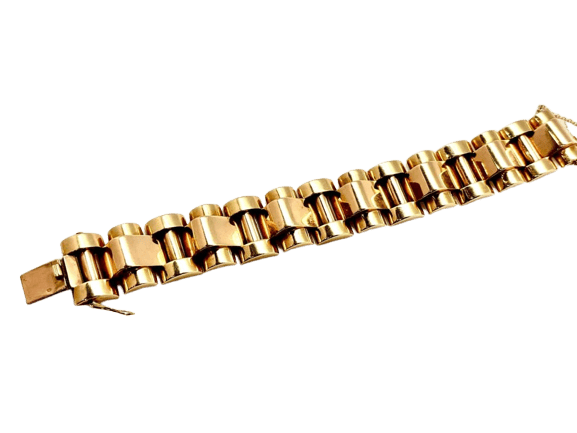 Bracelet Bracelet Tank en or jaune et or blanc 18k 58 Facettes M9274