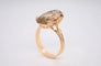 Bague 50 Bague en or jaune 18 carats avec quartz fumé taille navette 58 Facettes