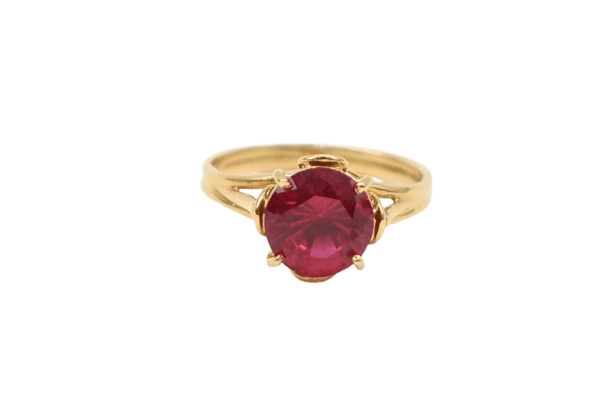 Bague 53 Bague solitaire en or 18 carats avec rubellite 58 Facettes