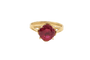 Bague 53 Bague solitaire en or 18 carats avec rubellite 58 Facettes