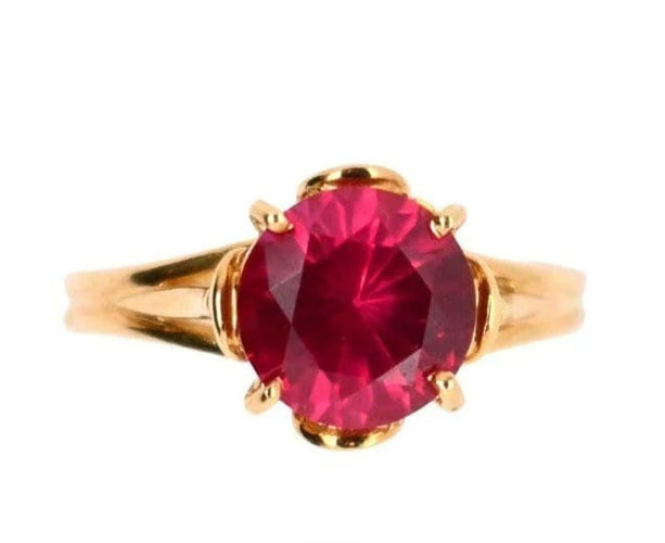 Bague 53 Bague solitaire en or 18 carats avec rubellite 58 Facettes