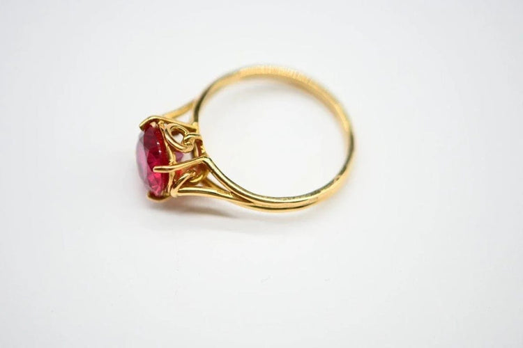 Bague 53 Bague solitaire en or 18 carats avec rubellite 58 Facettes