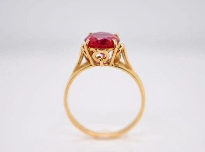 Bague 53 Bague solitaire en or 18 carats avec rubellite 58 Facettes