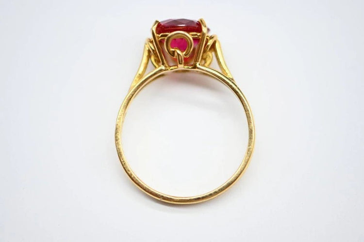 Bague 53 Bague solitaire en or 18 carats avec rubellite 58 Facettes
