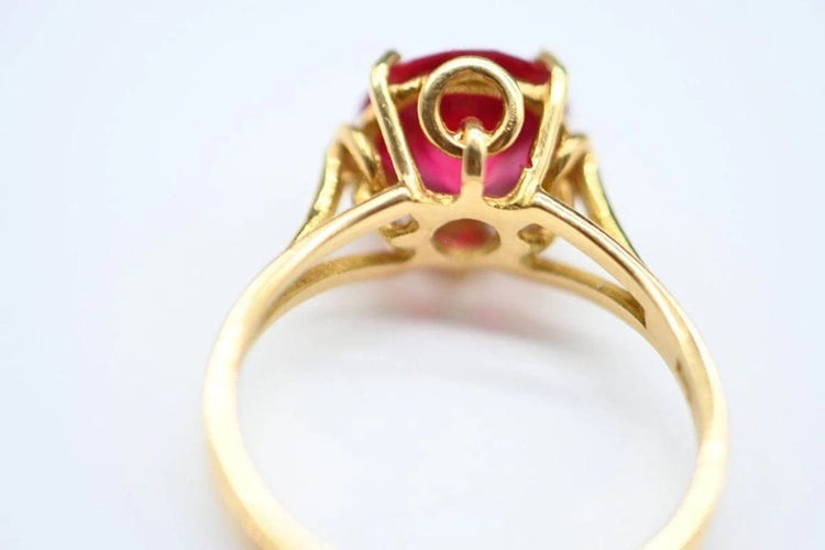 Bague 53 Bague solitaire en or 18 carats avec rubellite 58 Facettes