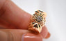 Bague 55.5 Bague rétro quartz blanc en or rose 18 carats 58 Facettes
