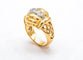 Bague 54 Bague dôme Art déco en or jaune 18 carats et diamants 58 Facettes