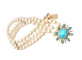 Bracelet Bracelet perles Akoya et turquoises en or jaune 18 carats 58 Facettes