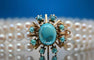 Bracelet Bracelet perles Akoya et turquoises en or jaune 18 carats 58 Facettes