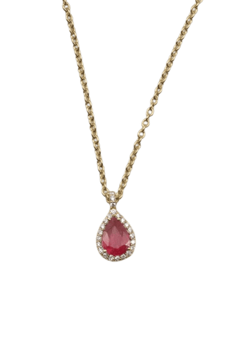 Collier Pendentif sur chaîne en or jaune 18 carats rubis et diamants 58 Facettes 351135