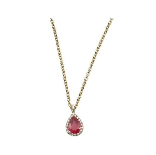 Collier Pendentif sur chaîne en or jaune 18 carats rubis et diamants 58 Facettes 351135