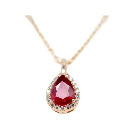 Collier Pendentif sur chaîne en or jaune 18 carats rubis et diamants 58 Facettes 351135