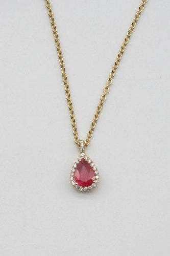Collier Pendentif sur chaîne en or jaune 18 carats rubis et diamants 58 Facettes 351135