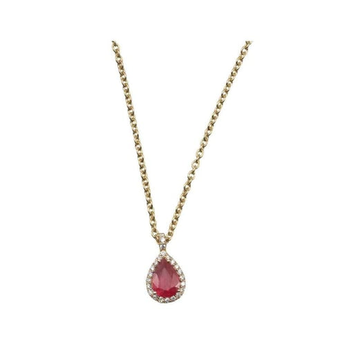 Collier Pendentif sur chaîne en or jaune 18 carats rubis et diamants 58 Facettes 351135