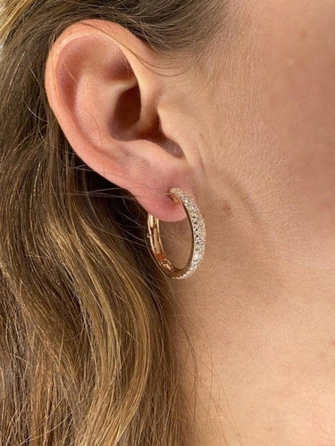 Boucles d'oreilles Boucles d’oreilles créoles Art déco pavées de diamants en or rose 18 carats 58 Facettes 380726