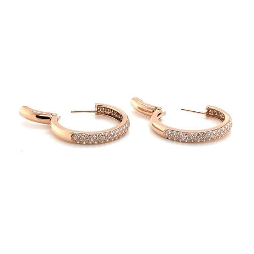 Boucles d'oreilles Boucles d’oreilles créoles Art déco pavées de diamants en or rose 18 carats 58 Facettes 380726