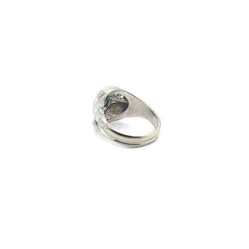 Bague 53 Bague Art déco coquillage en or blanc 18 carats et diamants 58 Facettes