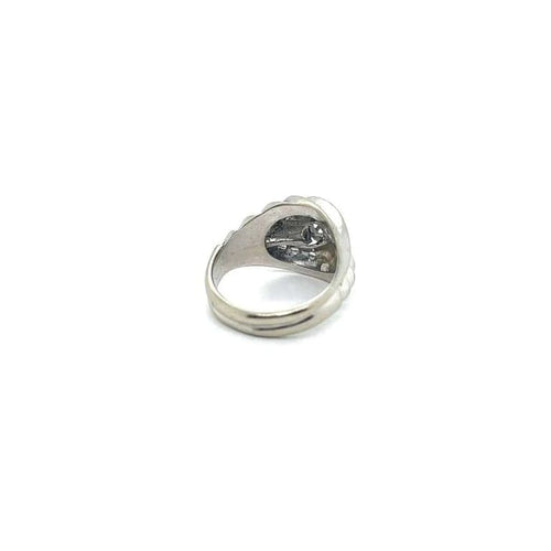 Bague 53 Bague Art déco coquillage en or blanc 18 carats et diamants 58 Facettes