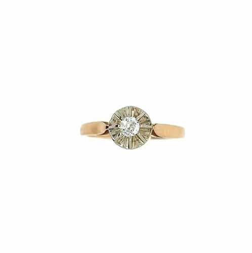Bague 53 Bague rétro en or jaune 18 carats et diamant 58 Facettes