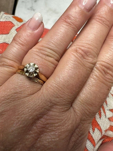 Bague 53 Bague rétro en or jaune 18 carats et diamant 58 Facettes
