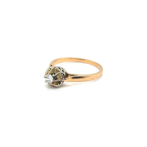 Bague 53 Bague rétro en or jaune 18 carats et diamant 58 Facettes