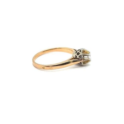 Bague 53 Bague rétro en or jaune 18 carats et diamant 58 Facettes