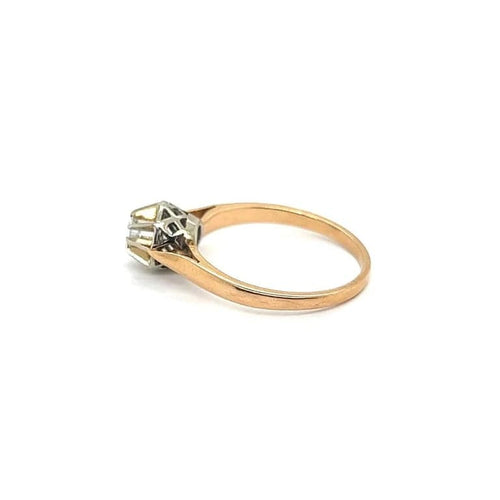 Bague 53 Bague rétro en or jaune 18 carats et diamant 58 Facettes