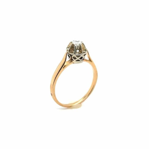 Bague 53 Bague rétro en or jaune 18 carats et diamant 58 Facettes