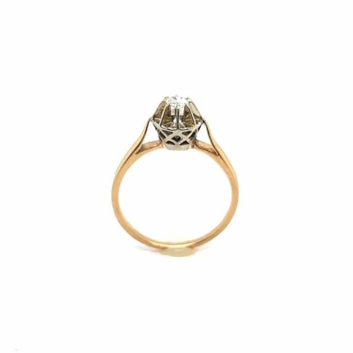Bague 53 Bague rétro en or jaune 18 carats et diamant 58 Facettes